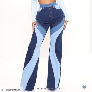 Fashion Nova Patchwork Flare Jeans